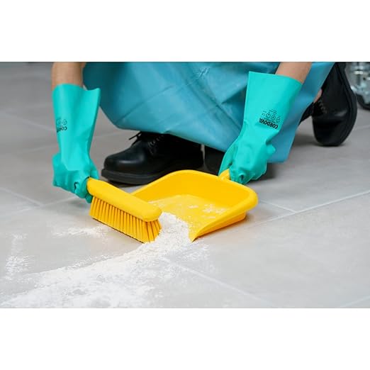 SPARTA Large Handheld Dustpan with Hanging Hole, Heavy-Duty Plastic Dustpan with Wide Lip for Countertops and Surfaces, Plastic, 10 Inches, Yellow, (Pack of 12)