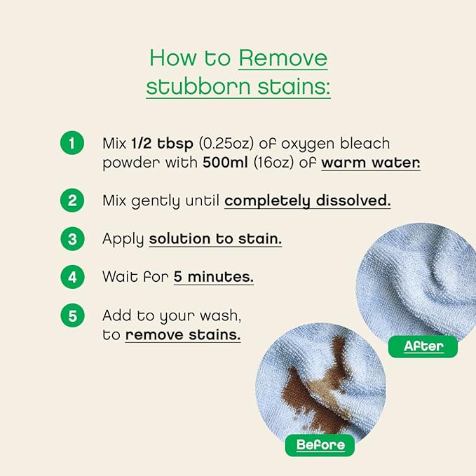 AspenClean | Unscented Oxygen Bleach Powder | Color Safe Laundry Stain Remover | Bleach Alternative | EWG Verified™, Hypoallergenic, Non-Toxic | 45 Loads