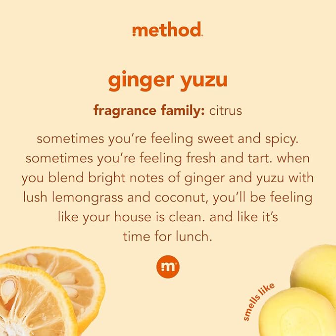 Method All-Purpose Cleaner Spray, Ginger Yuzu, Perfect for Most Counters, Tiles, Stone, and More, 28 oz Spray Bottle, (Pack of 8)