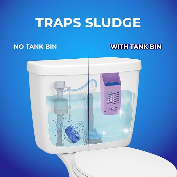 Toilet Tank Tablet Holder with 2 Blue Toilet Bowl Tablets, 8.97 x 3.22 x 2.25 Inch Tablet Holder - Prevents Flapper Jams & Residue, Extends Life of Drop-In Cleaner Tablets