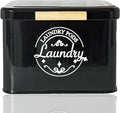 Laundry Pods Holder with Hinged Lid, Farmhouse Space-Saving Metal Container for Laundry Room Decor Organization and Storage, Detergent Dispenser for Efficient Laundry Room Use-Black
