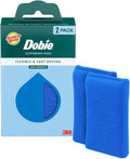 Scotch-Brite Blooms Dobie Scrubbing Pad, Non-Scratch Kitchen Sponge for Cleaning Dishes, Appliances, and Bathrooms, Raindrop Blue Dish Sponge that Dries Fast, 2 Pack