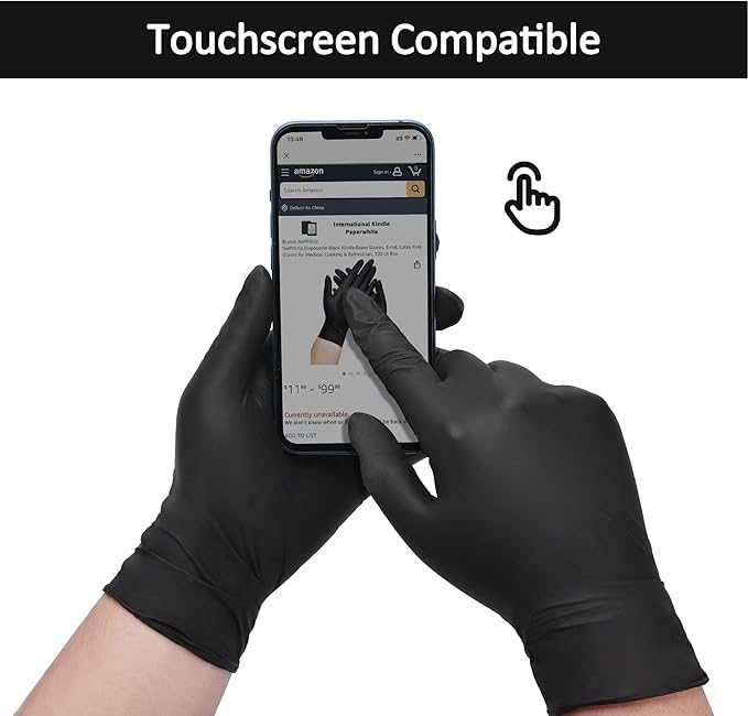 Disposable Nitrile Exam Gloves, Black Nitrile Gloves Disposable Latex Free for Medical, Cooking & Esthetician