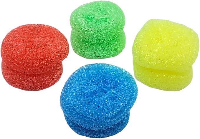 Handy Housewares Durable Non-Scratch Nylon Scouring Pads | Round All-Surface Cleaning Pads | Multi-Use Kitchen Scrubbers | Safe for Non-Stick Cookware | 24-Pack Random Colors