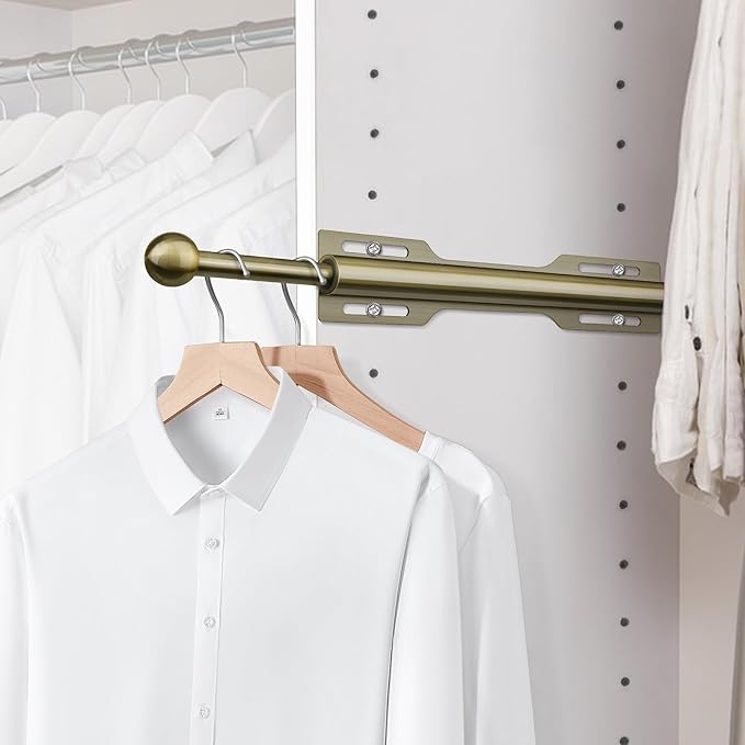 FIRJOY 12" Valet Rod for Closet Pull Out (2 Pack, Antique Brass)
