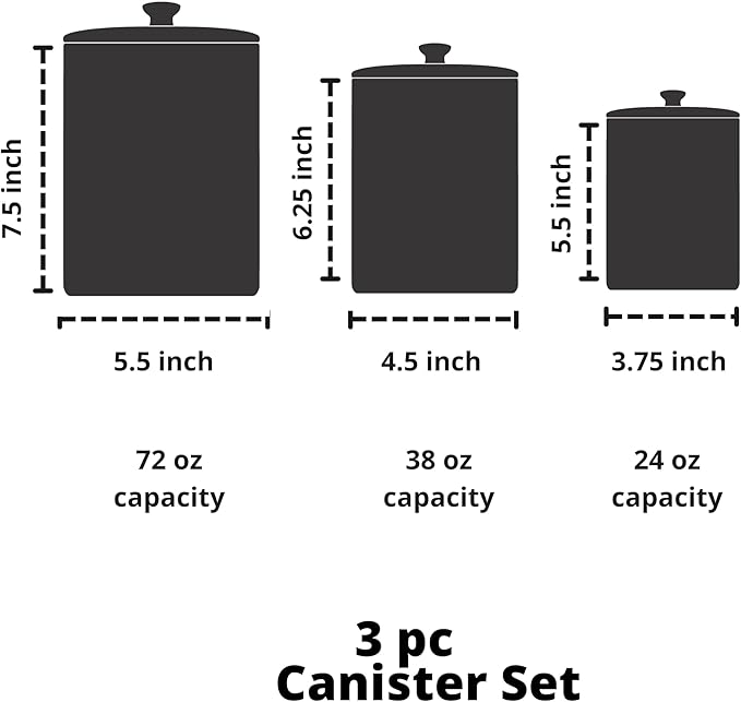 10 Strawberry Street Embossed Ceramic Kitchen Canister Set, Set of 3, Tide Blue