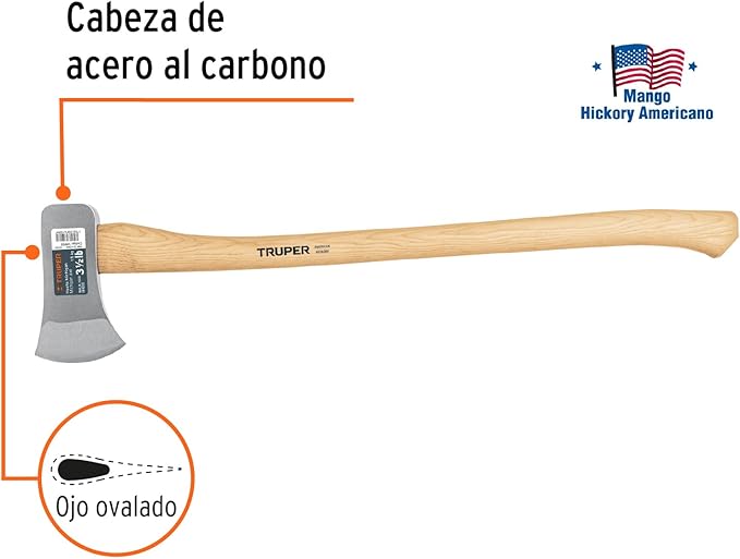 TRUPER HM-3-1/2M 3 1/2 lb Michigan Axe, 34" Hickory Handle