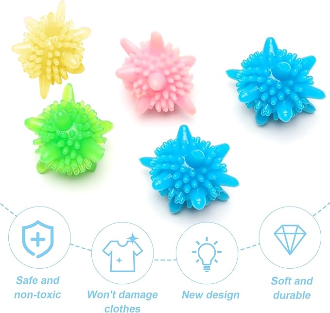 Washing Machine Laundry Balls 5 Pack – Soft PVC Anti‑Tangle & High Friction Wash Balls for Deep Stain Removal, Reusable Washer Balls for All Machines, Random Mixed Colors