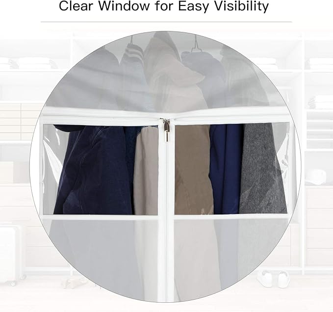 Zilink Hanging Clothes Bag Organizer 43 inch-2 Pack Large Garment Bags Suit Bag for Storage Hanging Clothes Cover for Suit Coats Dress Closet Storage (Hanger Not Included)