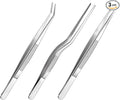 3PCS Long Tweezers for Plants, Multi-purpose Stainless Steel Tweezers Set for Crafts Tools, Small Gardening, Bonsai and Kitchen Use (6.18inches/6.5inches/6.5inches)