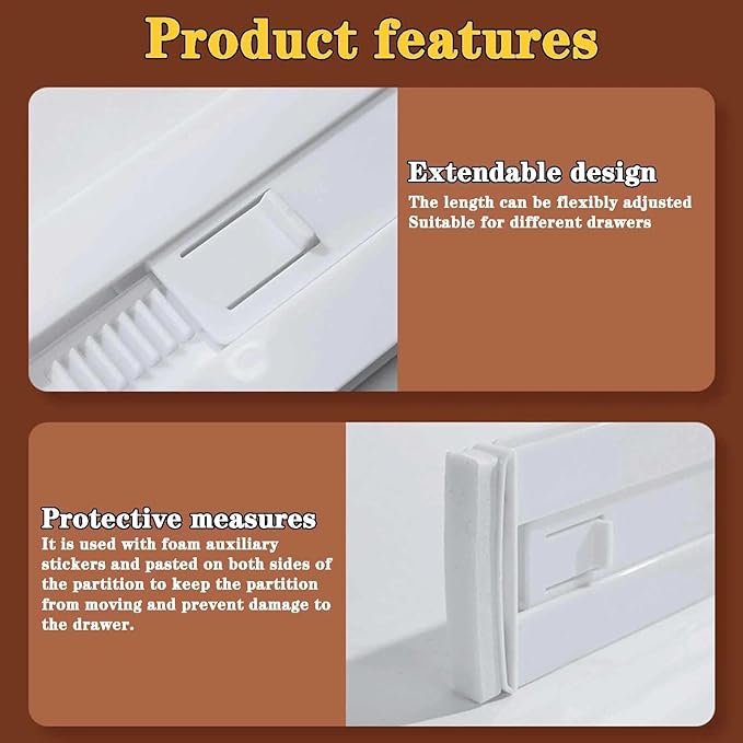 4 Pcs Drawer Dividers for Clothes, 3.15" High 11.34"-19.69" Adjustable Expandable Dresser Drawer Organizer, Clear Plastic Separators for Dresser, Baby Clothing (4, clear)