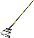 INFLATION Garden Rake for Leaves Sturdy Small Metal Yard Leaf Rakes for Lawns 78" Length 8.5 Inch Wide Adjustable 11 Tines for Women Men Kids Lightweight with Non-Slip Comfortable Smooth Long Handle