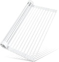 MERRYBOX Roll Up Dish Drying Rack, Silicone Wrapped Over The Sink Dish Rack Foldable Dish Drainer Anti-Slip Dish Racks for Kitchen Counter, Multipurpose Kitchen Sink Drying Rack, 18" x 13", White