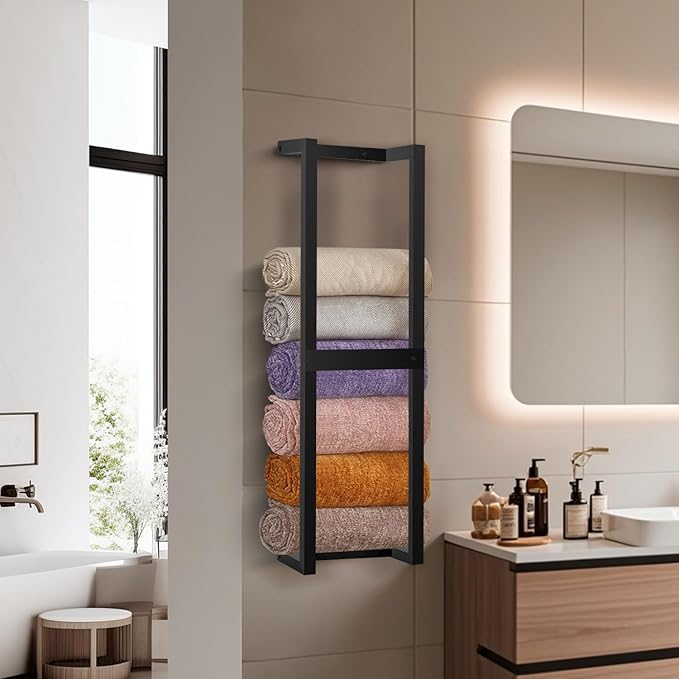 Towel Rack for Rolled Towels, Wall Mounted Bathroom Towel Rack, Wall Mounted 31 inch, Towel Rack for Rolled Towels for Modern Storage