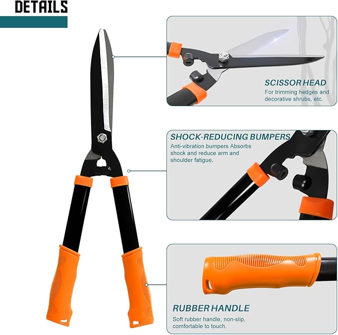 TANG Sunshades Loppers Garden Tool, 3PCS Combo Gardening Tools Set with Lopper, Hedge Shears, Pruner Shears; Tree Trimmer Branch Cutter for Yard Lawn Garden, Hedge Clippers Gifts