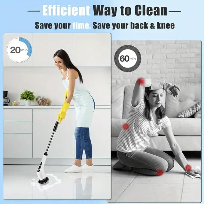 Electric Spin Scrubber,Cordless Cleaning Brush,Shower Cleaning Brush with 8 Replaceable Brush Heads, Power Scrubber 5 Adjustable Speeds for Floor Bathroom Shower Bathtub Glass Car