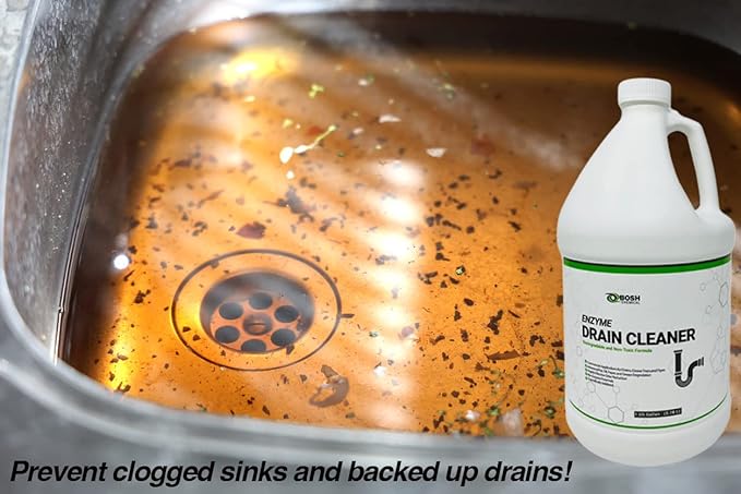 Bosh Chemical Enzyme Drain Cleaner | Attacks Grease, Fats, and Paper Buildup in Drains, Septic Tanks, Grease Traps, Pipes | Odor Control (1 Gallon)