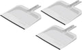 Superio Clip-On Dustpan with Rubber Lip - 10-inch Wide Durable Plastic Dust Pan with Comfort Grip Handle, White, 3-Pack