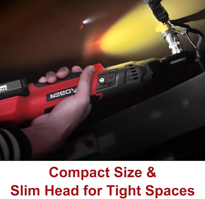 AOBEN 21V 3/8" Cordless Ratchet Wrench Kit-74 Ft-lbs Brushless Electric Power Ratchet with Variable Speed, 2X2000mAh Lithium-Ion Battery, Charger, 8 Sockets, 1/4" & 1/2" Adaptors, 3" Extension Bar