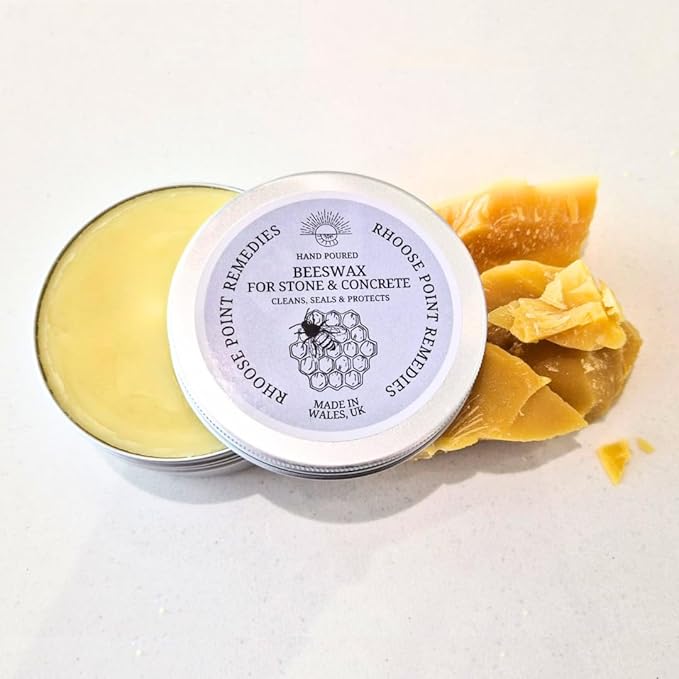 Rhoose Point Remedies Beeswax Polish for Stone & Concrete 3.5 Fl Oz – Cleans, Seals & Protects Natural & Man-Made Surfaces inc. Marble, Quartz, Granite, Slate, Ceramic