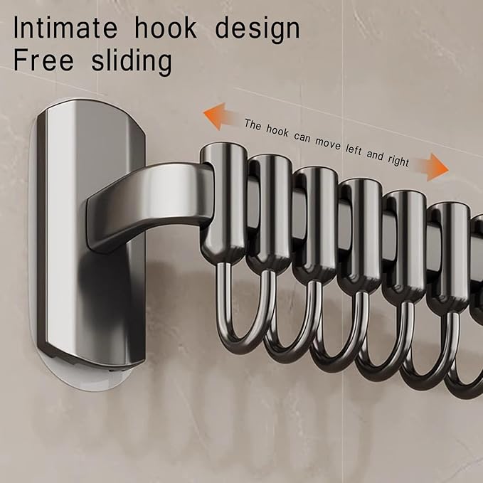 Utensil Hooks Kitchen Rail with Hooks Kitchen Hooks for Utensils Utensil Holder Wall Utensil Rack Kitchen Hooks,Black,45cm