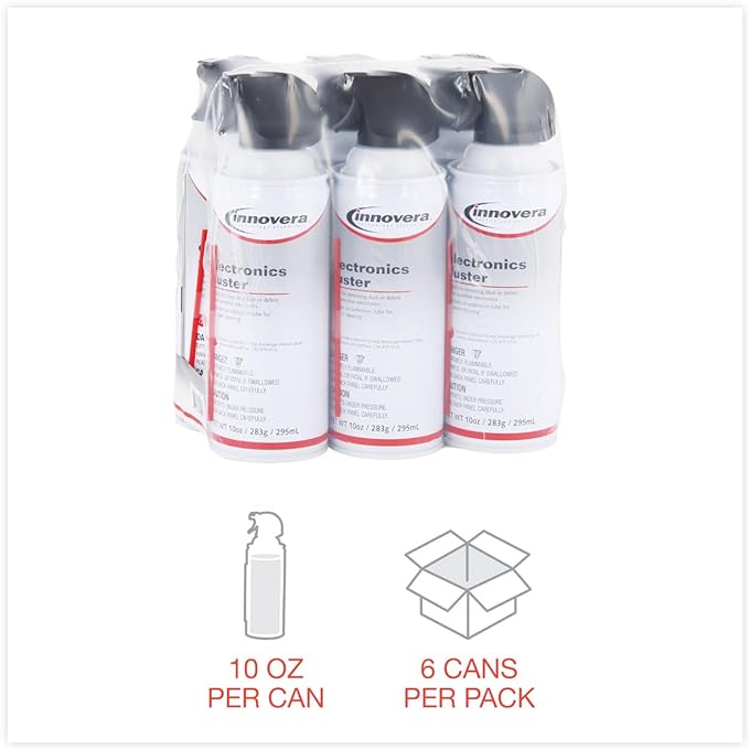 Innovera Compressed Air Duster Cleaner, 10 oz Can, 6/Pack