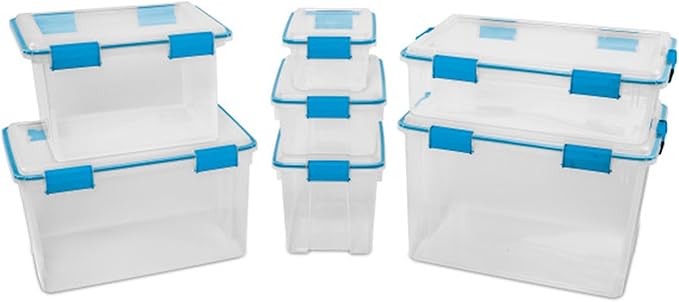 Sterilite 16-Pack Gasket Box, Weather-Resistant Storage Bins with Latching Lids, 80 Quart - Heavy-Duty Organizing Containers for Closet, Bathroom, and Office
