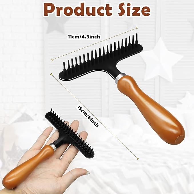 Portable Carpet Rake, Matted & Shag Rug Rake, 6.0 x 4.3 inches, Black