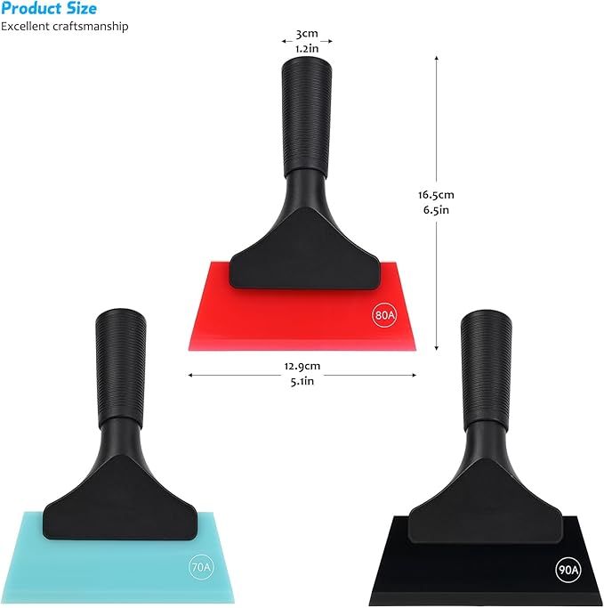 EHDIS Multi-Purpose Small Rubber Squeegee for Window, Glass, Shower Door, Car Windshield Squeegee with Different Hardness Anti-Scratch Small Window Squeegee (Mix)