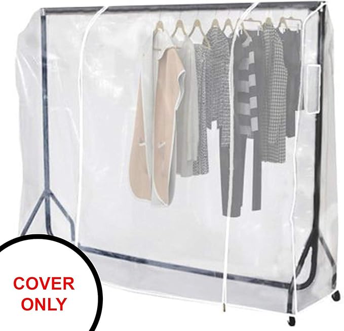 Ruibo Clear Garment Rack Cover Dustproof Clothes Rack Cover with 2 Durable Zipper/Clothing Waterproof Protector (L:71x20x60 inch)