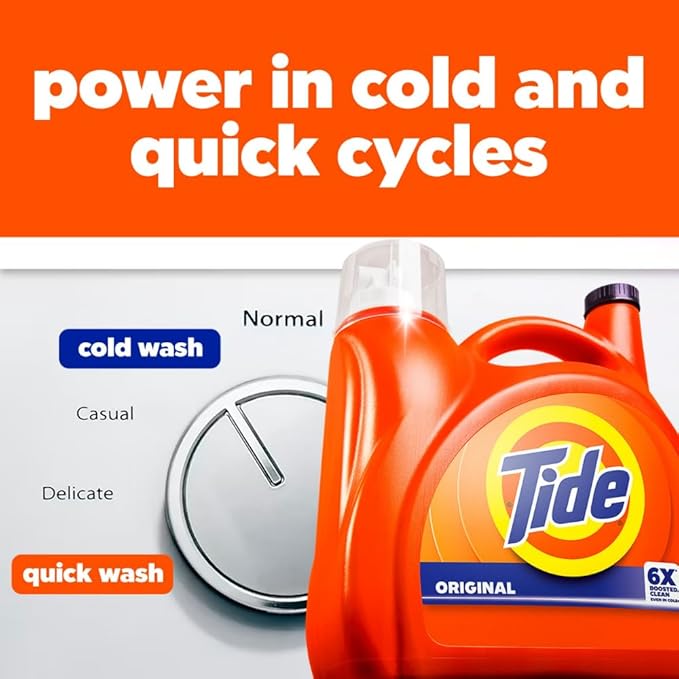 Tide Laundry Detergent Liquid, Original Scent, 80 Loads, 105 FL OZ, Works on 100% of Common Stains, Laundry Soap, Liquid Laundry Detergent
