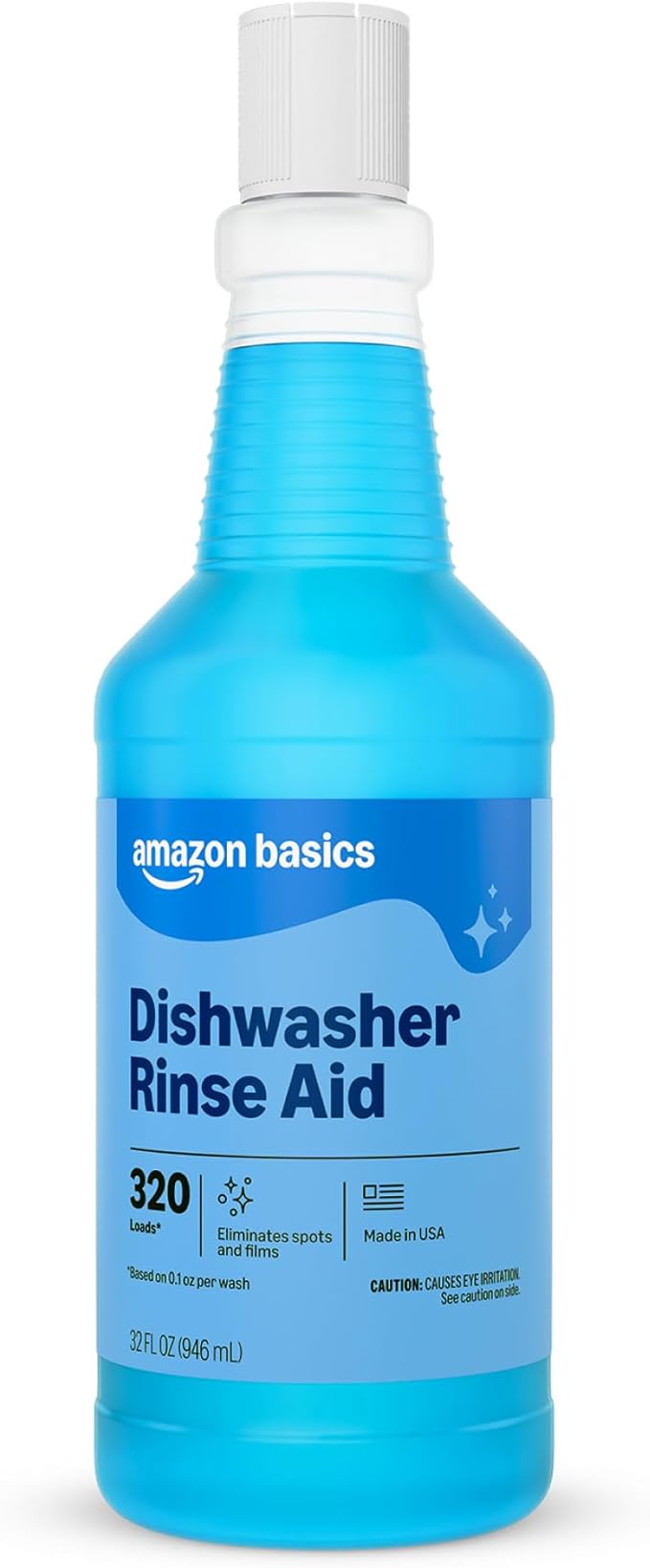 Amazon Basics Dishwasher Rinse Aid Liquid, 32 Fl Oz, Pack of 1, Packaging May Vary