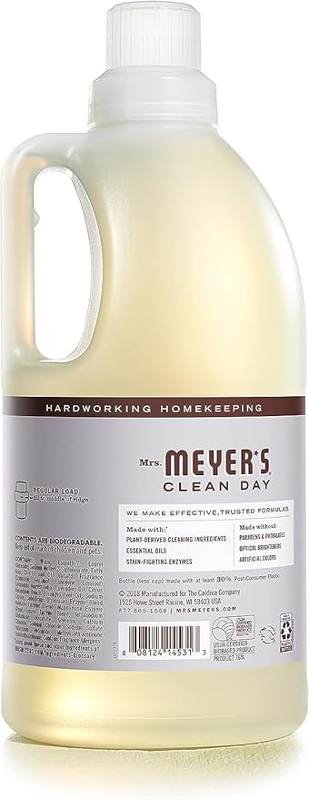 Mrs. Meyer’s Clean Day Lavender Laundry Detergent Concentrated Loads Per Bottle 64 Fl Oz (Pack of 6)