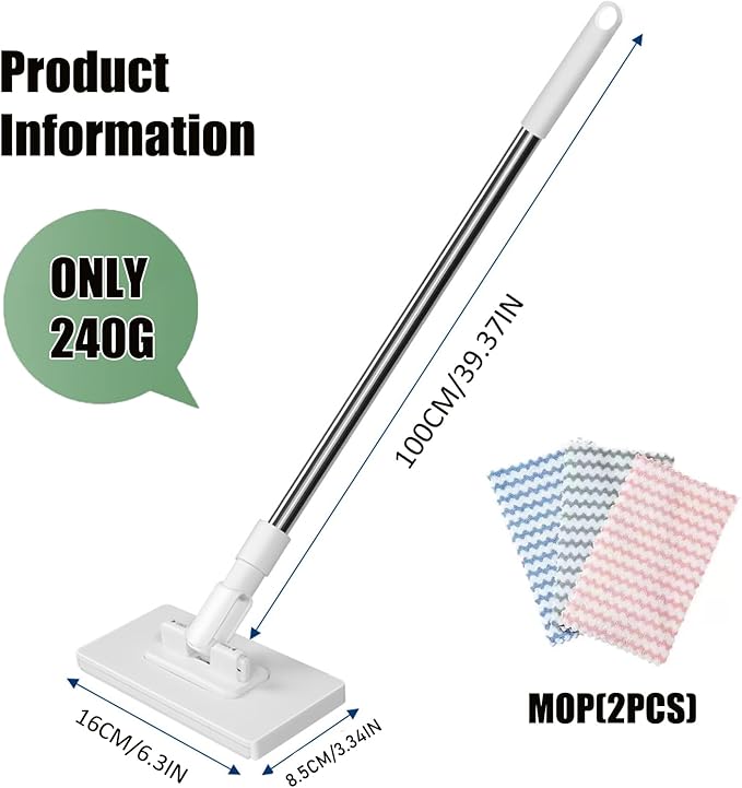Snap Grip Mini Mop, Clever Zero Touch Cloth Changing Mini Mops, 39 Inch Retractable Gap Dust Cleaner Lazy Mops with Locking Head & Sweeping Cloths for Multi Cleaning