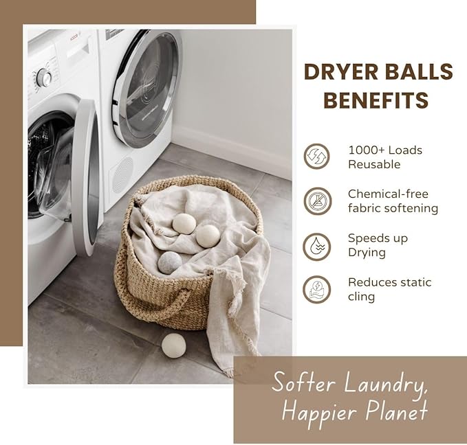 Laundry Wool Dryer Balls | Natural Fabric Softener – Reusable, Eco-Friendly, Reduces Drying Time – Wool Balls Replaces Dryer Sheets - Laundry Balls for Dryer (Animals (Type 1) 3XL)