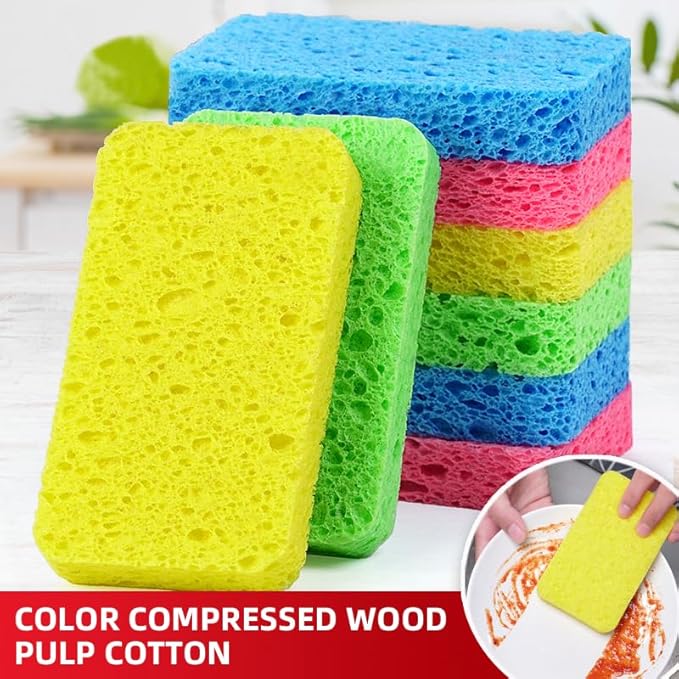 6 - Pack Non-Scratch Scrub Sponges - Sponges for Dishes and Washing Dishes, Cleaning Sponges for Kitchen Home Office, Magical 3D DIY Art and Craft Suppliers（Green）