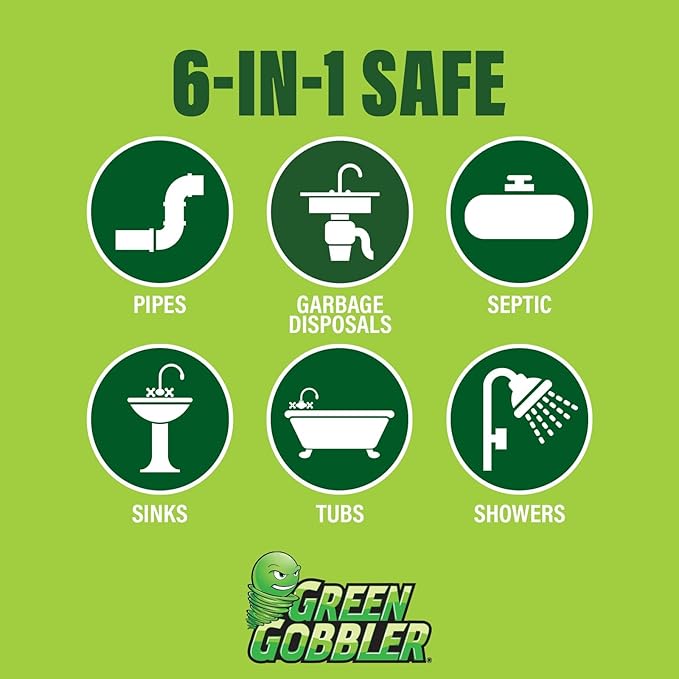 Green Gobbler Fruit Fly Killer+ - Kills Fruit Flies, Drain Flies & Sewer Flies, Gel Treatment for Use in Sinks & Pipes - Safe for Septic Systems, 32oz