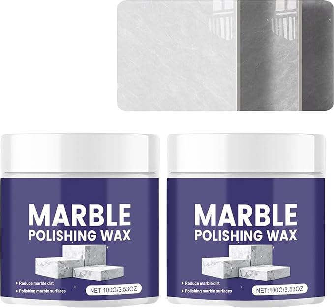 Marble Polishing Wax, Gentle Stone Polish Wax, Ceramic Tile Cleaner for Kitchen, Bathroom and Floors, Durable Shine, Smooth Finish, Marble Care and Protection, Easy to Apply (2Pcs)