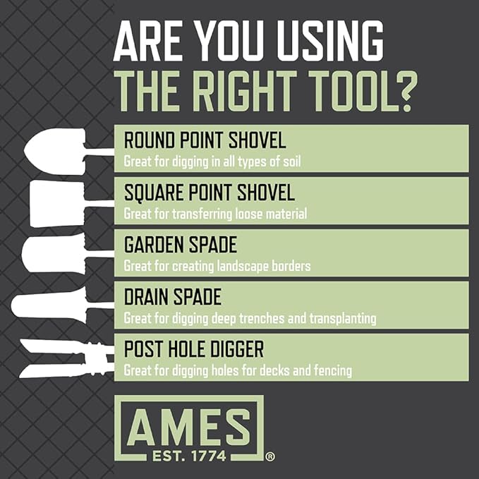 AMES 2531900 16-Inch Tempered Steel Drain Spade with Fiberglass Handle, 47