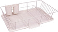 Sweet Home Collection 3 Piece Dish Drainer Rack Set with Drying Board and Utensil Holder, 12" x 19" x 5", Pale Pink