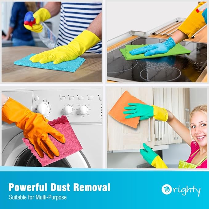Orighty Microfiber Cleaning Cloths, Pack of 150, Highly Absorbent Cleaning Supplies, Lint Free Cloths for Multiple-use, Powerful Dust Removal Clean Rags for House, Kitchen, Car Care(12x12 inch)