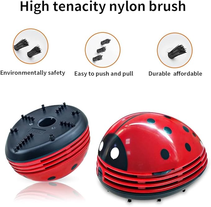 E ECSEM Cute Portable Cartoon Mini Desktop Vacuum Cleaner Table Dust Crumb Sweeper(Red#002)