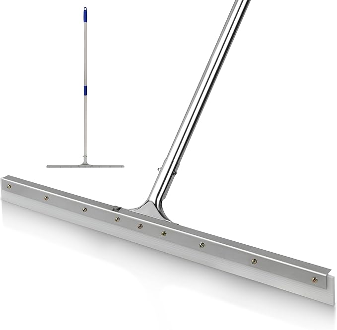 MHM AquaSlide PushPro – 28-Inch Heavy Duty Squeegee for Concrete Floors & Wet Surfaces | Industrial Rubber Blade Water Removal Tool for Garages, Warehouses, Driveways & Commerical Use
