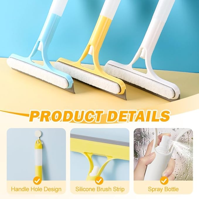 3 in 1 Spray Squeegee, Window Squeegee with Spray 3 in 1 Window Squeegee Cleaner, Easy to Clean Without Streaks for Car, Home, Kitchen Window (White)
