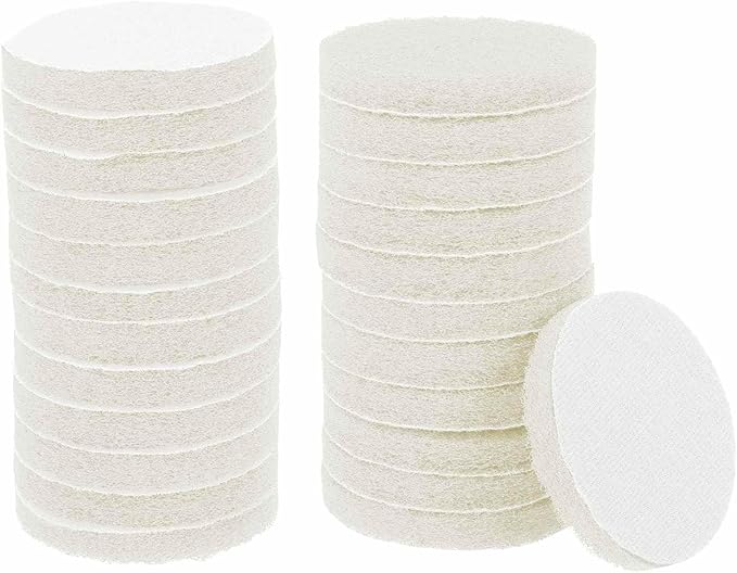 HARFINGTON 24pcs Scrubber Scouring Pads 450 Grits 3 Inch Drill Power Brush Hoop and Loop Surface Conditioning Disc Drill Scuffing Disc Scrub Pads for Home Kitchen Cleaning, White
