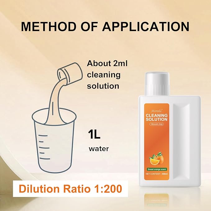 Sweet Orange Scent Floor Cleaning Solution Compatible with Dreame Cleaning Solution, Floor Cleaner for Hardwood Tile Hardfloor, Compatible Robot Vacuums with Mopping and Wet Dry Vacuum (2 bottles)