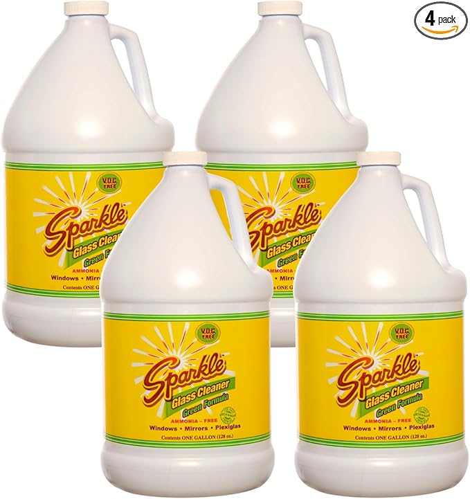A J Funk & Co 30500 Sparkle Glass Cleaner, Green Formula, 1-Gallon Refill Bottle (Case of 4)