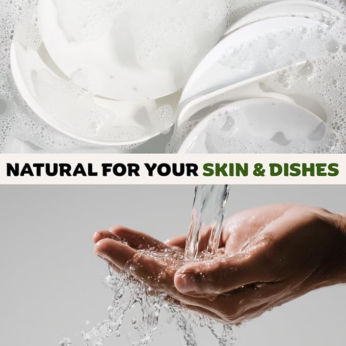 Solid Dish Soap Bar for Sensitive Skin – Organic Ingredients with Coconut, Hypoallergenic, Chemical-Free, Ultra-Concentrated Biodegradable Formula, Plant-Based & Zero Waste – 2 Bars