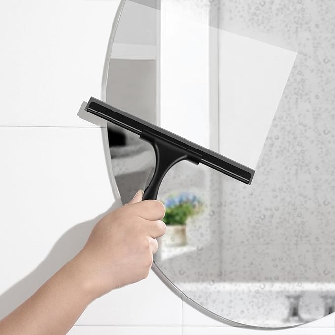 SetSail Squeegee for Shower Glass Door Stainless Steel Shower Squeegee for Glass Doors All-Purpose Window Squeegee for Tile Shower Walls, Sink, Mirror, Bathroom, Car Window Cleaning 10 Inches