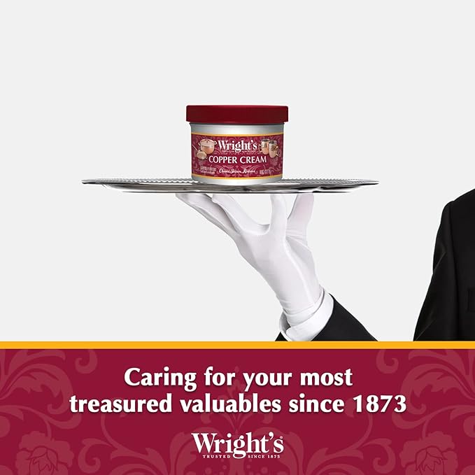 Wright's by Weiman Cream Copper and Brass Cleaner - Gently Cleans and Removes Tarnish without Scratching, Polishing Cloth Included
